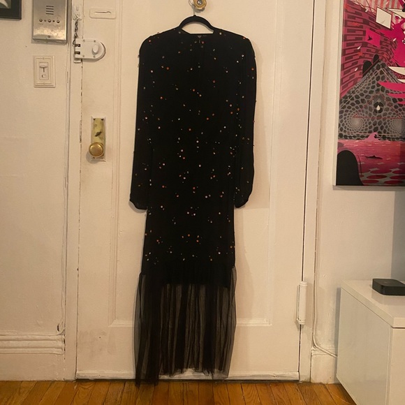 Cynthia Rowley multi color rhinestone embellished black chiffon dress - Picture 8 of 9